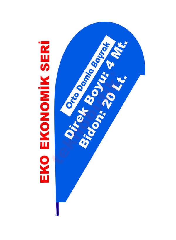 Eko Orta Damla Bayrak Baskılı 120cm x 240cm Teknobutik.com'da