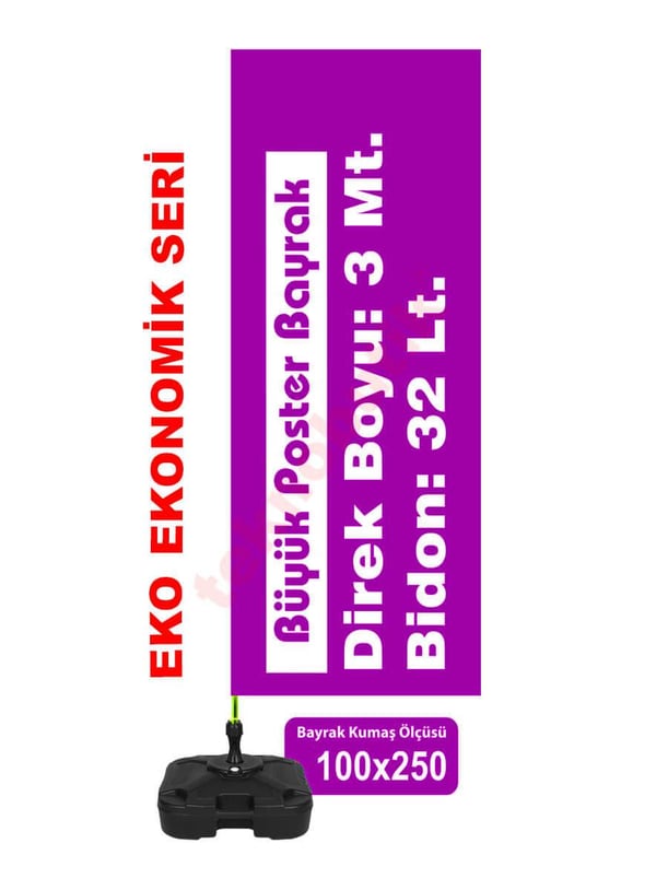 Ekonomik Büyük Poster Bayrak 100x250 Teknobutik.com'da