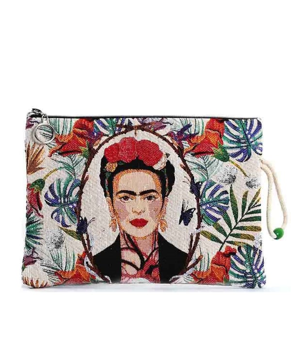 Fri-da Desenli Goblen Dokuma Makyaj Çantası (Clutch)