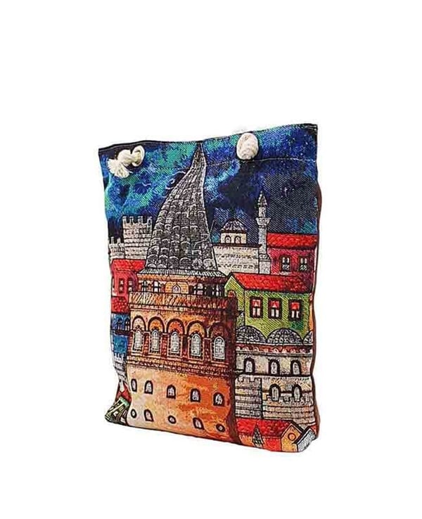 Galata Kulesi Desenli Goblen Heybe Çanta