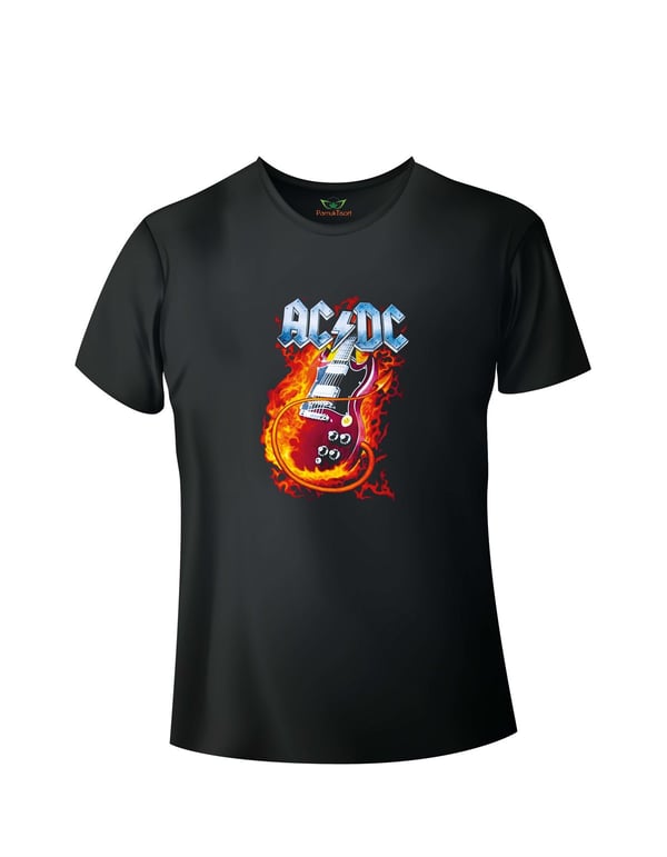 Gitar Ac-dc Baskılı Basic Tshirt