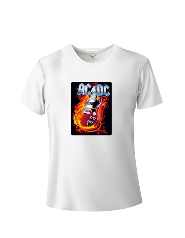 Gitar Ac-dc Baskılı Basic Tshirt