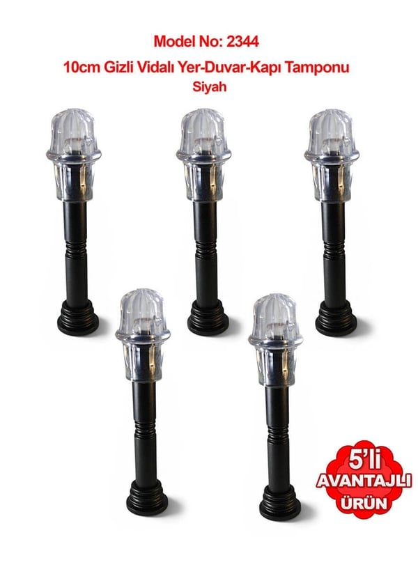 Gizli Vidalı 10cm Duvar veya Kapı Tamponu Stoperi Siyah 5li Paket Teknobutik.com'da