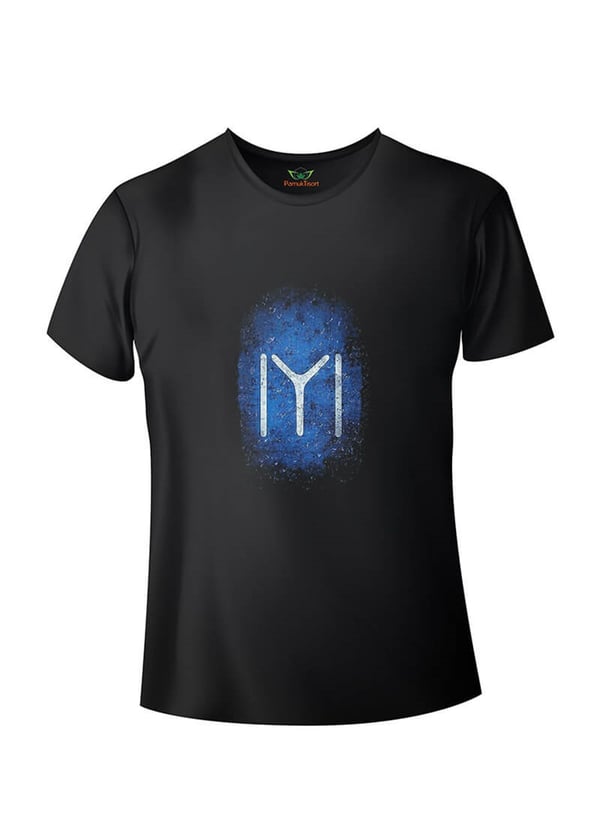 Iyı (Kayı) Bayrağı Siyah Baskılı Basic T-shirt Teknobutik.com'da
