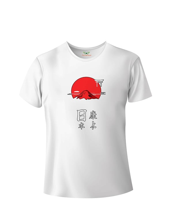 Japonca Baskılı Bisiklet Yaka tshirt