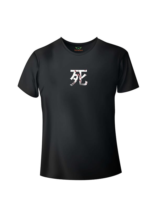 Japonca Baskılı Bisiklet Yaka tshirt