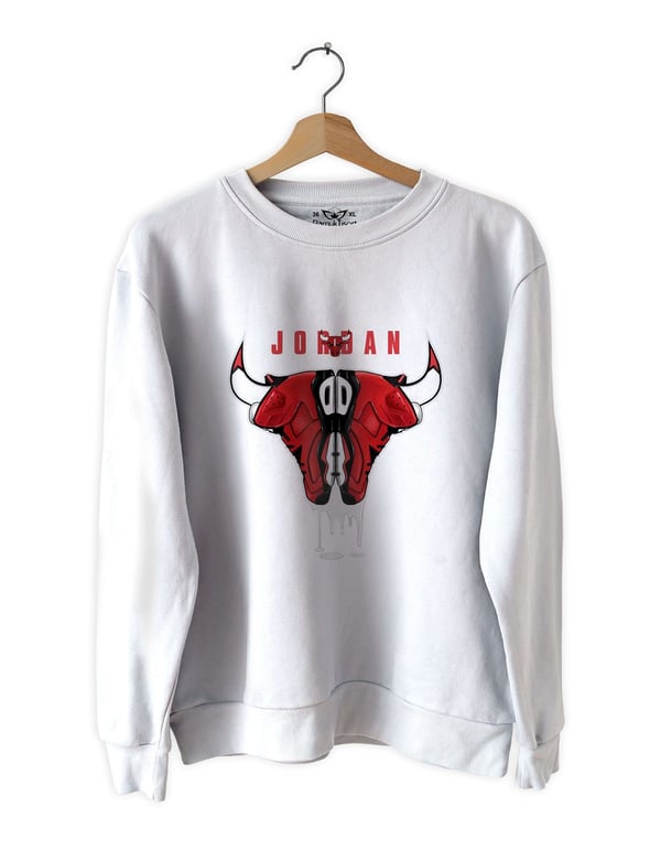Jor-dan2 Boğa Baskılı Slim Fit Siyah - Beyaz Sweatshirt