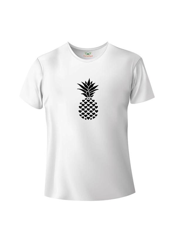 Kalplerden oluşan Ananas Baskılı Tshirt