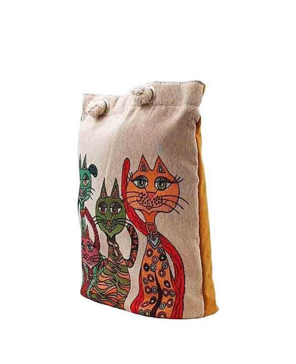 Kedi Desenli Mandala Goblen Dokuma Heybe Çanta
