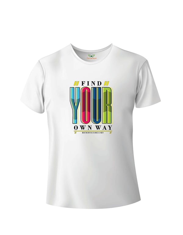 Kendi Yolunu Bul Baskılı Bisiklet Yaka T-shirt