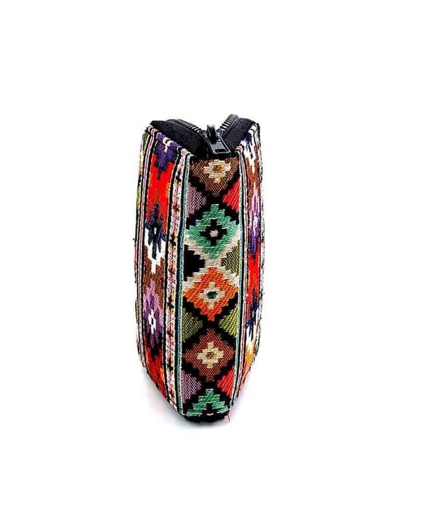 Kilim Desenli Goblen Dokuma Çok Gözlü Fermuarlı Cüzdan