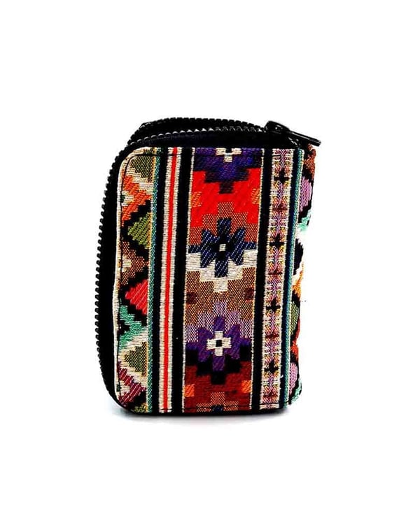 Kilim Desenli Goblen Dokuma Çok Gözlü Fermuarlı Cüzdan