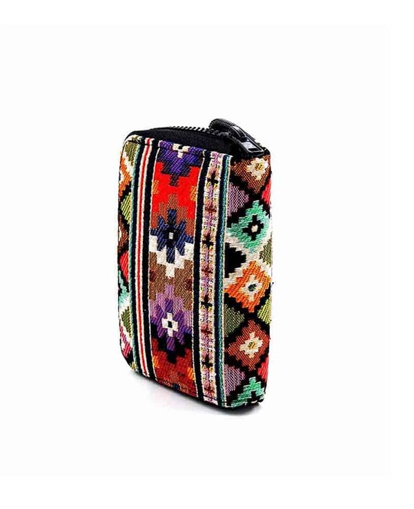 Kilim Desenli Goblen Dokuma Çok Gözlü Fermuarlı Cüzdan