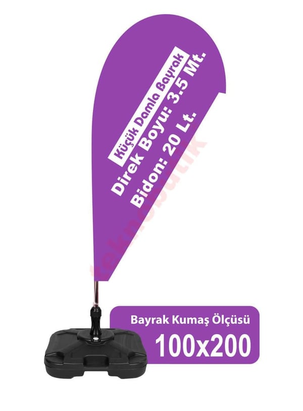Küçük Damla Yelken Bayrak Baskılı 100cm x 200cm Teknobutik.com'da