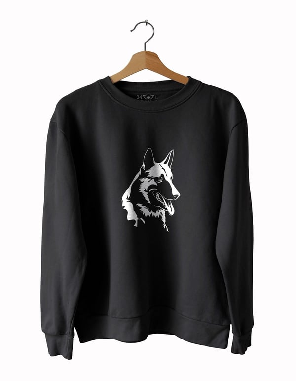 Kurt Baskılı Slim Fit Siyah - Beyaz Sweatshirt