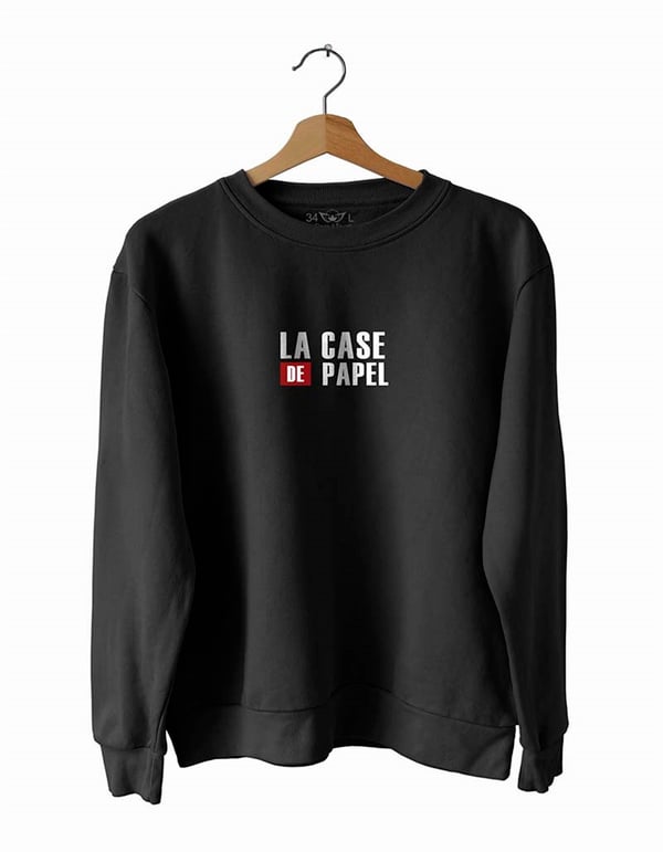La-C-ase D Pa-Pel Basklı Slim Fit Pamuk Sweatshirt