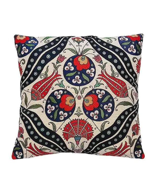 Lale Motifli Osmanlı Temalı 45x45cm Goblen Dokuma Kırlent
