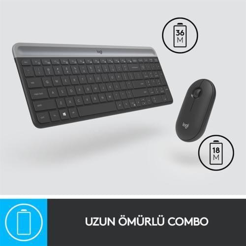 Logitech MK470 Klavye Mouse Kablosuz Siyah 920-009435 Teknobutik.com'da