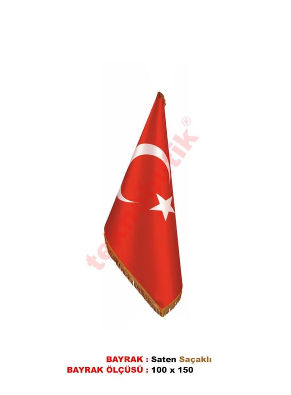 Makam Bayrağı Saçaklı Krom 100 x 150 Teknobutik.com'da