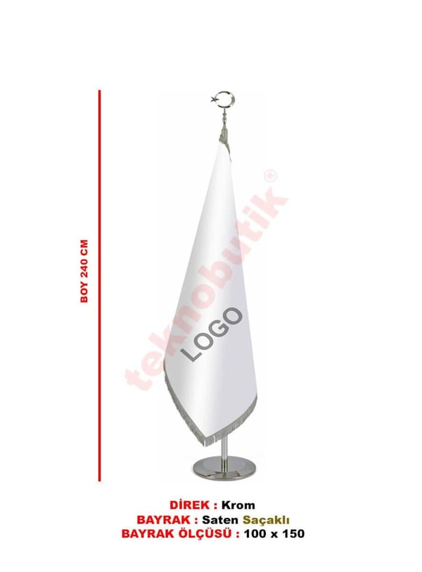Makam Bayrağı Saçaklı Özel Baskılı Krom 100x150 Teknobutik.com'da