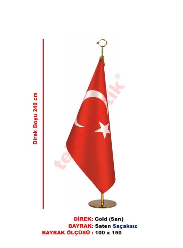 Makam Bayrağı Saçaksız Gold 100 x 150 Teknobutik.com'da