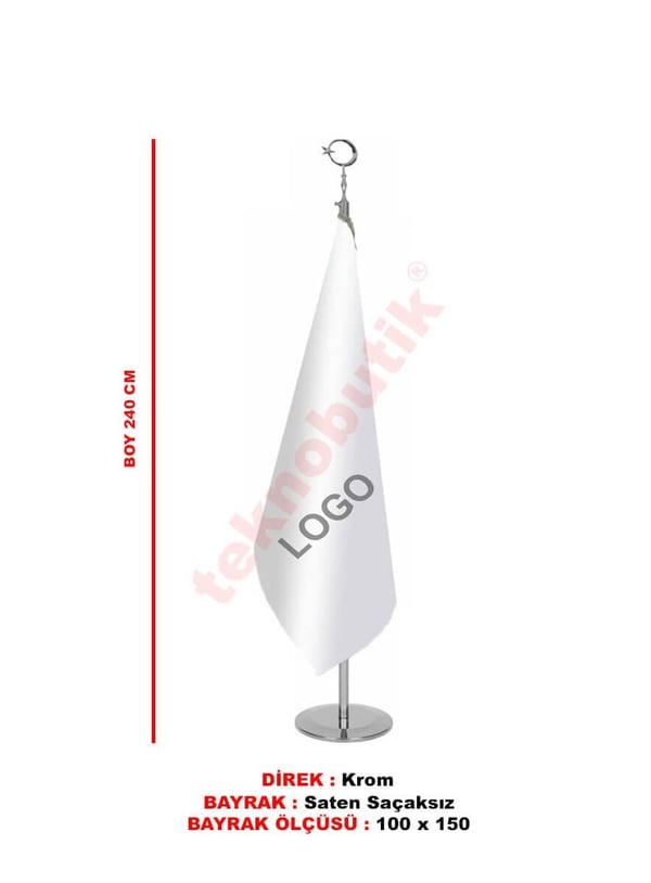 Makam Bayrağı Saçaksız Özel Baskılı Krom 100 x 150 Teknobutik.com'da