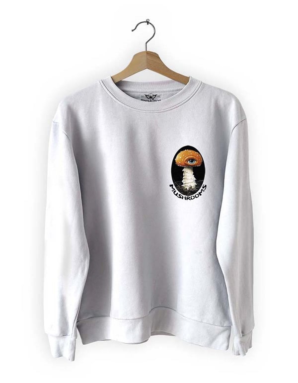 Mantar Basklı Slim Fit Pamuk Sweatshirt