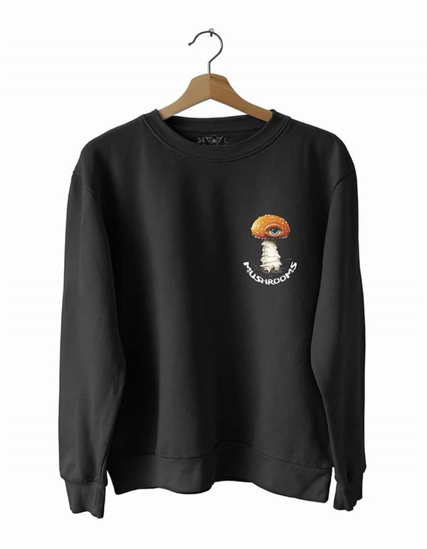 Mantar Basklı Slim Fit Pamuk Sweatshirt