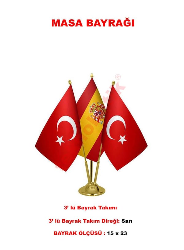 Masa Bayrağı Üçlü Takım Özel Baskılı veya Ulus Bayraklı Teknobutik.com'da