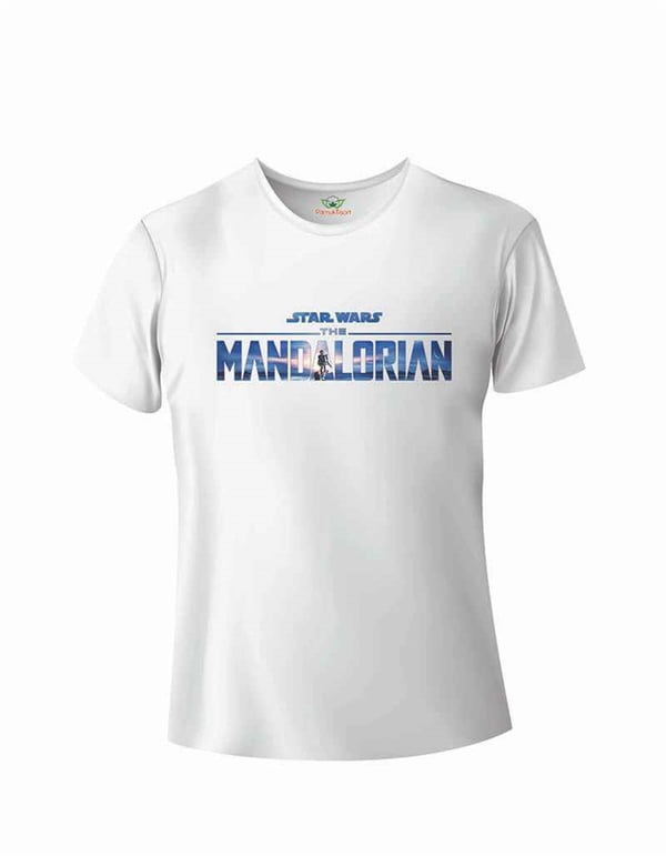 Mavi Tonlu Manda-lorian Baskılı Basic Tshirt