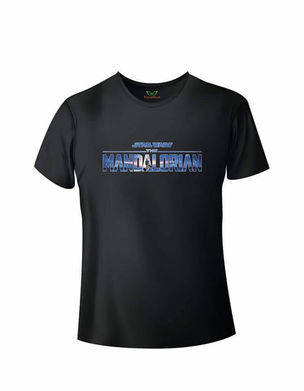 Mavi Tonlu Manda-lorian Baskılı Basic Tshirt