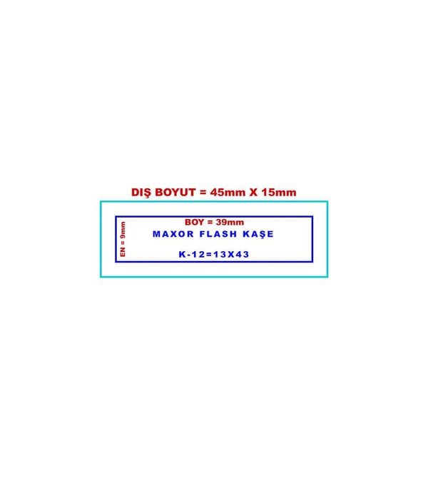 Maxor K-12 13x43 Flash Sistem Kendinden Mürekkepli Kaşe Teknobutik.com'da