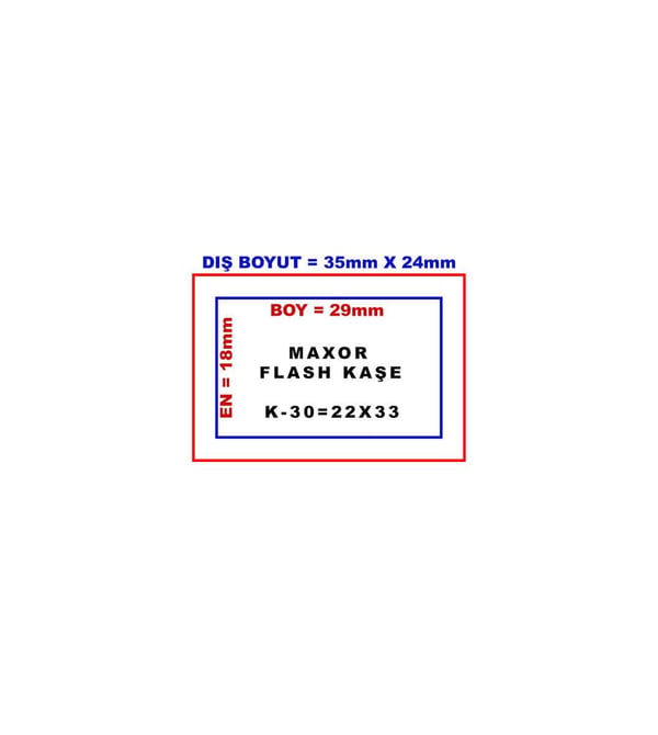 Maxor K-30 22x33 Flash Sistem Kendinden Mürekkepli Kaşe Teknobutik.com'da