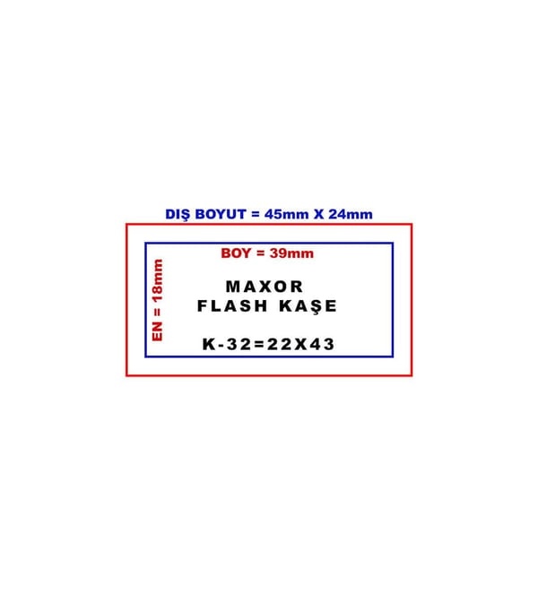 Maxor K-32 22x43 Flash Sistem Kendinden Mürekkepli Kaşe Teknobutik.com'da
