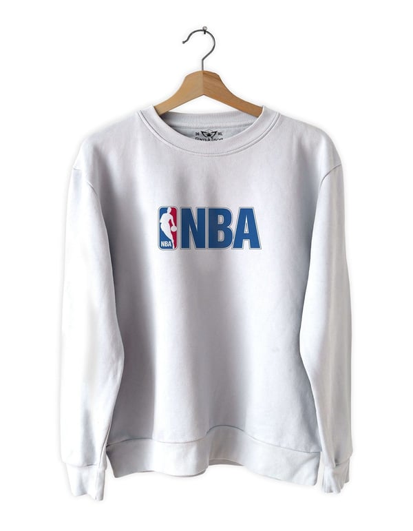 N-B-A1 Baskılı Slim Fit Siyah - Beyaz Sweatshirt