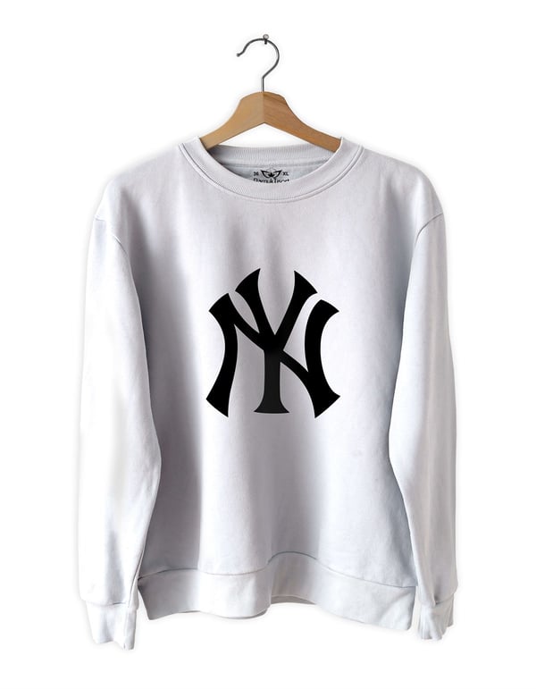Ny Baskılı Slim Fit Siyah - Beyaz Sweatshirt