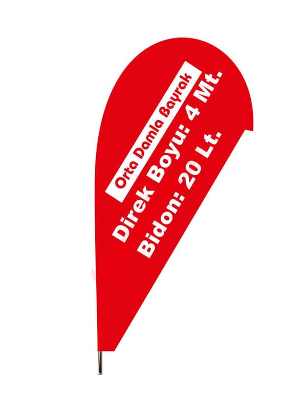 Orta Damla Bayrak Baskılı 120cm x 240cm Teknobutik.com'da