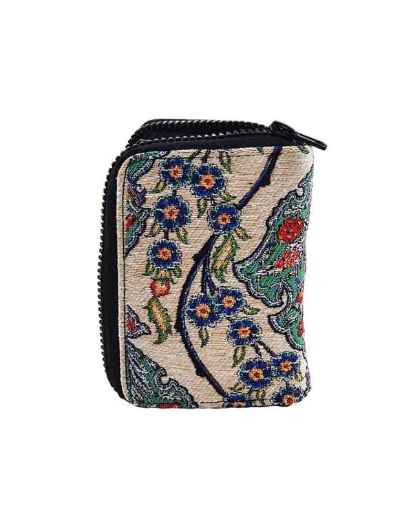 Osmanlı Motifli Çini Desenli Fermuarlı Kart ve Para Cüzdanı