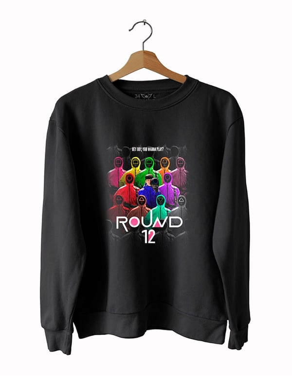 Raund 12 S-Quid- G-ame-  Basklı Slim Fit Pamuk Sweatshirt