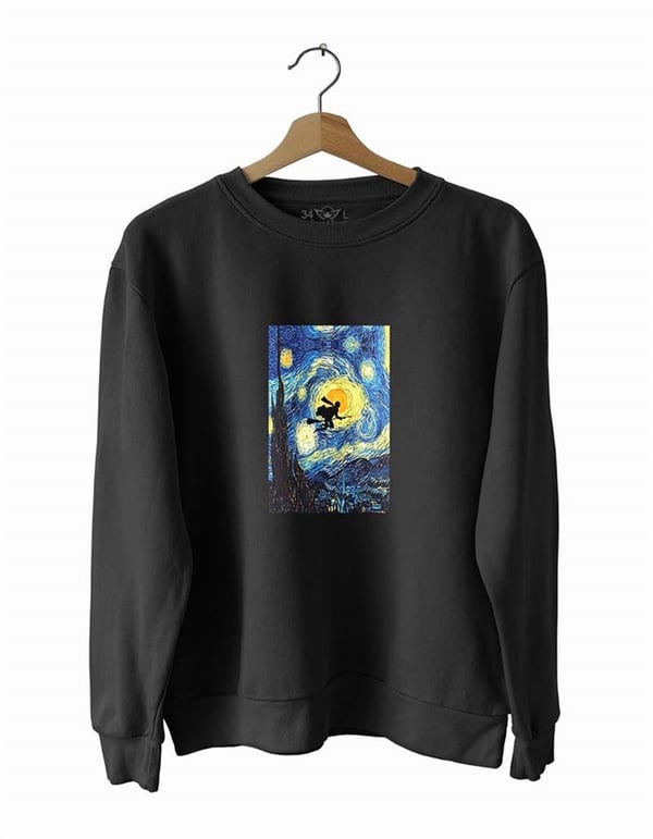 Van Gogh H.Potter Basklı Slim Fit Pamuk Sweatshirt