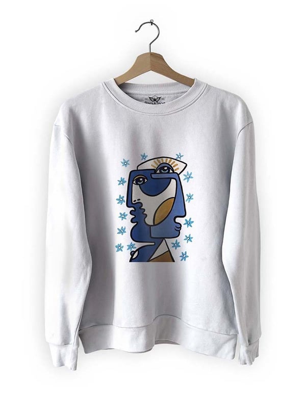 Yüzler 10 Basklı Slim Fit Pamuk Sweatshirt