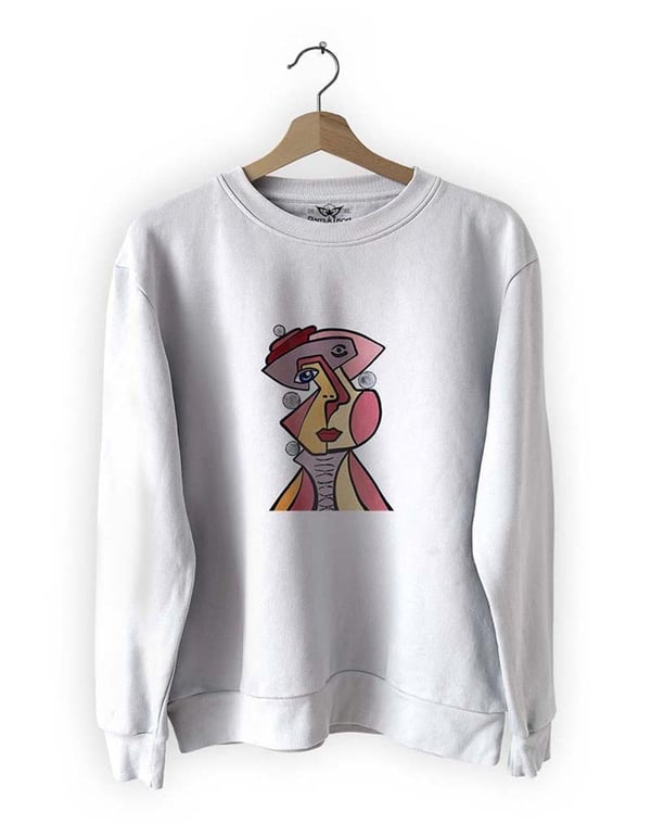 Yüzler 13 Basklı Slim Fit Pamuk Sweatshirt
