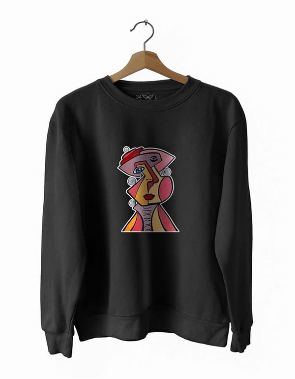 Yüzler 13 Basklı Slim Fit Pamuk Sweatshirt