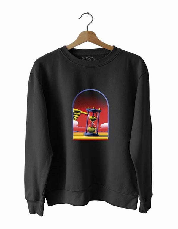Zaman Makinesi Basklı Slim Fit Pamuk Sweatshirt