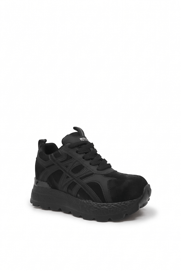 Ewoll 1106 Gizli Topuk Kadın Sneakers Ayakkabı Siyah