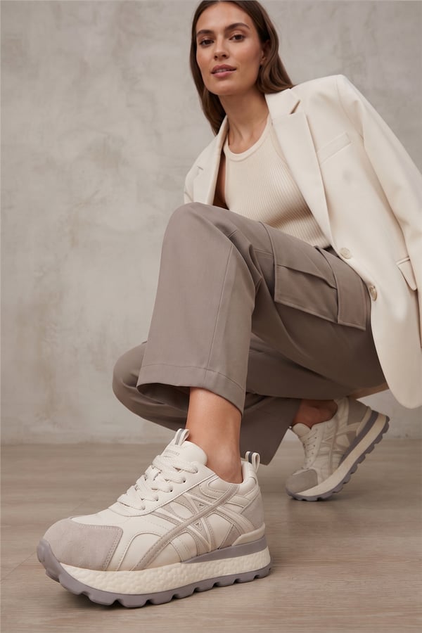 Ewoll 1106 Gizli Topuk Kadın Sneakers Ayakkabı Beyaz