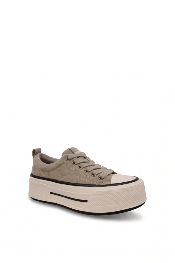 Ewoll 1109 Kadın Sneakers Ayakkabı Bej