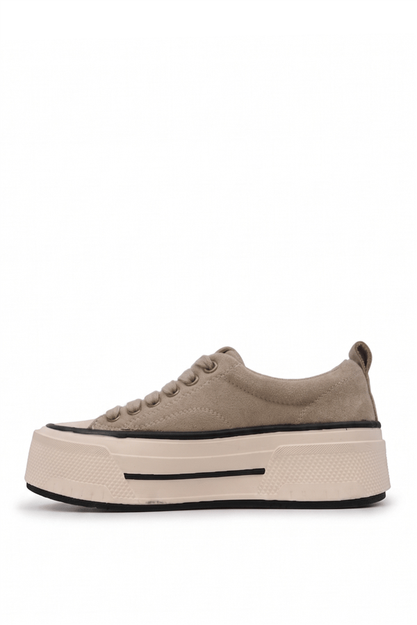 Ewoll 1109 Kadın Sneakers Ayakkabı Bej