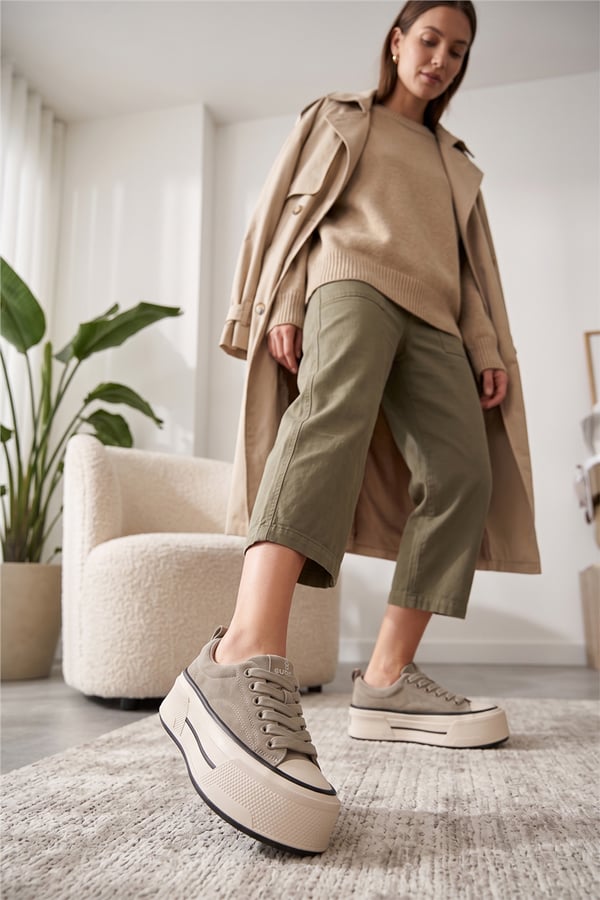 Ewoll 1109 Kadın Sneakers Ayakkabı Bej