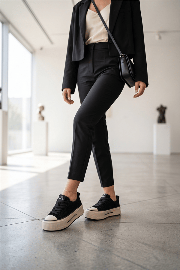 Ewoll 1109 Kadın Sneakers Ayakkabı Siyah